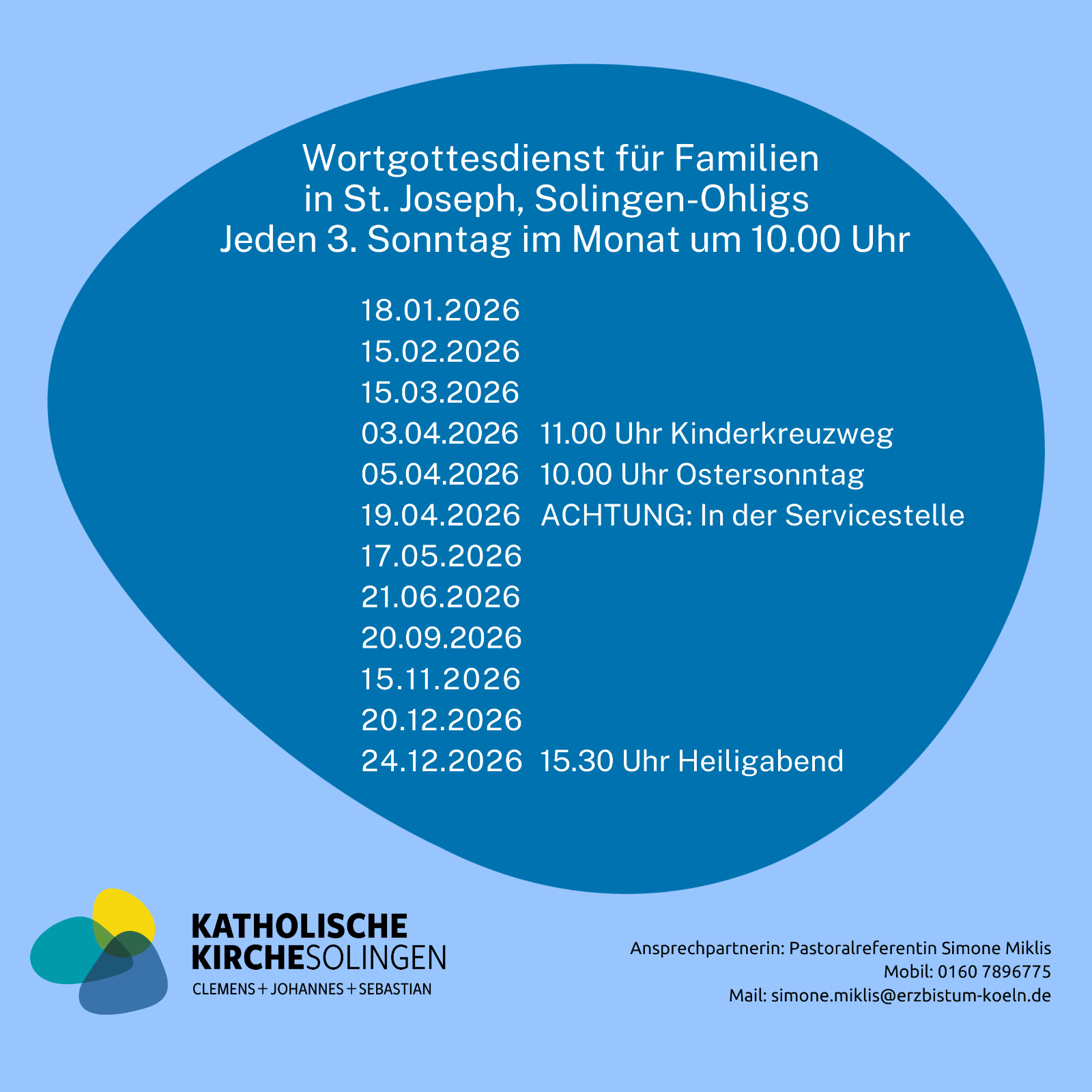 Familiengottesdienste 2026 in St. Sebastian